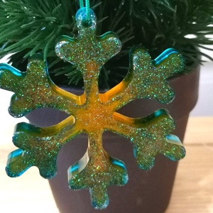 karácsonyfa dísz karácsony Hópehely epoxigyanta  - Meska.hu
