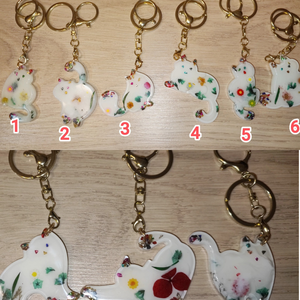 Kulcstartó Macska epoxigyantából, szárított virágokkal. 1 darab költsége. , Táska & Tok, Kulcstartó & Táskadísz, Táskadísz, Mindenmás, Ékszerkészítés, MESKA