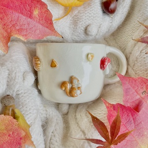 Mókus-Gomba-falevél bögre, Otthon & Életmód, Konyhafelszerelés, tálalás, Tálalás, Bögre & Csésze, Agyagozás, MESKA