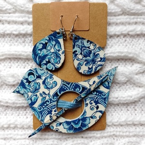 A boldogság kék madara - sáltű és fülbevaló szett - ékszer - ékszerszett - Meska.hu