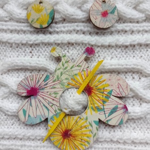 Méhecskés sáltű és fülbevaló szett, Ékszer, Ékszerszett, Decoupage, transzfer és szalvétatechnika, MESKA