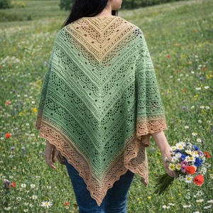 Ébredő természet, horgolt vállkendő, Ruha & Divat, Sál, Sapka, Kendő, Vállkendő, Horgolás, MESKA