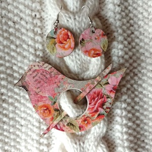 Romantikus sáltű + fülbevaló szett - Meska.hu