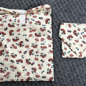 Gomba mintás uzsizsák és újraszalvétára szett  - táska & tok - uzsonna- & ebéd tartó - szendvics csomagoló - Meska.hu