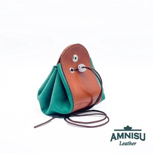 Konyakbarna - zöld bőr 2in1 szütyő és kockatálca M9021-7001 - játék & sport - szerepjáték - Meska.hu