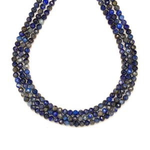 Lapis lazuli fazettált golyó 3 mm, 38 cm � ásványfüzér, ékszer alapanyag - Meska.hu