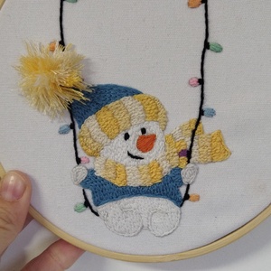 Hintázó hóember , Otthon & Életmód, Dekoráció, Kép & Falikép, 3d képek, Hímzés, MESKA