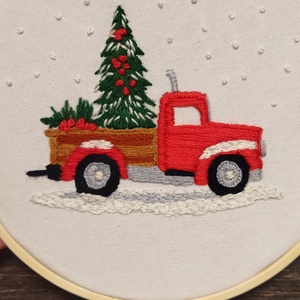 Karácsonyfa beszerzés hímzett kép  - Meska.hu