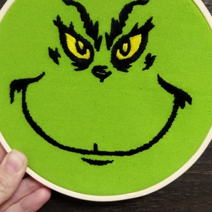 Grinch arc hímzett kép  - Meska.hu