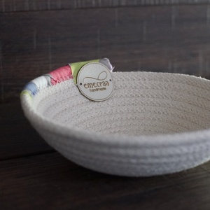 Ekrű pamut kötélkosár  - Meska.hu