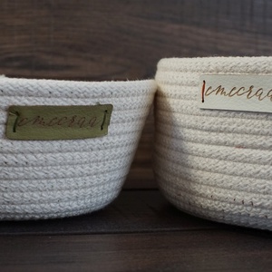 Ekrü pamut kötélkosár szett (3 db-os) - otthon & életmód - tárolás & rendszerezés - tárolókosár - Meska.hu