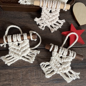 Makramé karácsonyfa dísz - karácsony - karácsonyi lakásdekoráció - karácsonyi lakásdíszek - Meska.hu