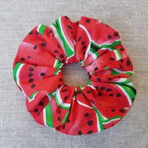 Textil hajgumi, scrunchie - dinnyés - kb. 16-17 cm, óriás - ruha & divat - hajdísz & hajcsat - hajgumi - Meska.hu