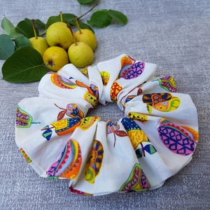Textil hajgumi, scrunchie - almás/körtés - kb. 14-15 cm, óriás - ruha & divat - hajdísz & hajcsat - hajgumi - Meska.hu