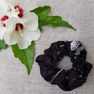 Textil hajgumi, scrunchie - fekete - kb. 8-9 cm - Meska.hu