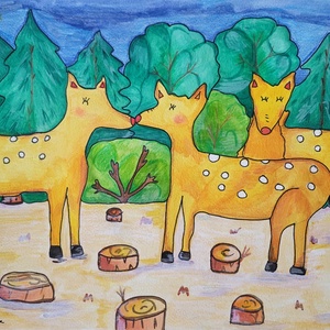 Őzek az erdő szélén festmény eladó!, Művészet, Grafika & Illusztráció, Művészi nyomat, Festészet, MESKA