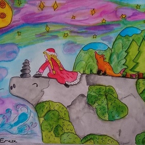 Északi fény fantázia festmény eladó!, Művészet, Grafika & Illusztráció, Művészi nyomat, Festészet, MESKA