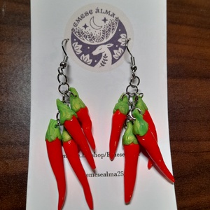 Chili fülbevaló, Ékszer, Fülbevaló, Fülékszer, Ékszerkészítés, Gyurma, MESKA