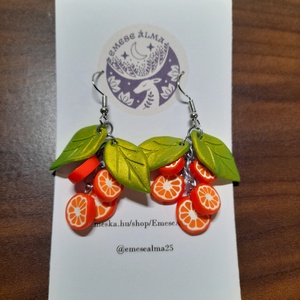 Narancs fülbevaló, Ékszer, Fülbevaló, Fülékszer, Ékszerkészítés, Gyurma, MESKA
