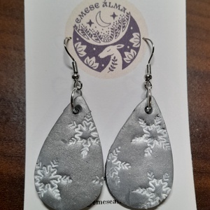 Hópelyhes fülbevaló, Ékszer, Fülbevaló, Fülékszer, Ékszerkészítés, Gyurma, MESKA