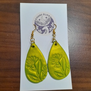 Zöld virágos fülbevaló, Ékszer, Fülbevaló, Fülékszer, Ékszerkészítés, Gyurma, MESKA