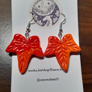 Őszi falevél fülbevaló, Ékszer, Fülbevaló, Fülékszer, Ékszerkészítés, Gyurma, MESKA