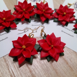 Mikulásvirág fülbevaló, Ékszer, Fülbevaló, Fülékszer, Ékszerkészítés, Gyurma, MESKA