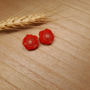 Aranyozott rózsás bedugós fülbevaló - ékszer - fülbevaló - fülékszer - Meska.hu