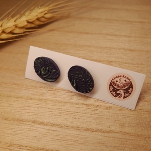 Kék ovális bedugós fülbevaló, Ékszer, Fülbevaló, Fülékszer, Ékszerkészítés, Gyurma, MESKA