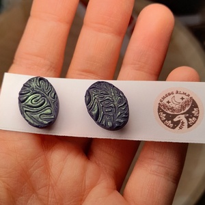 Kék ovális bedugós fülbevaló - ékszer - fülbevaló - fülékszer - Meska.hu