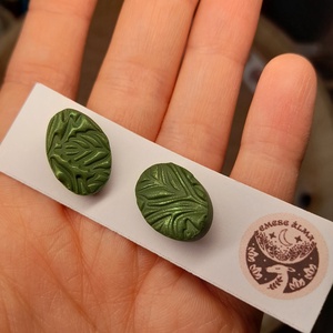 Zöld ovális bedugós fülbevaló - ékszer - fülbevaló - fülékszer - Meska.hu