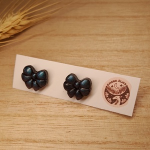 Kék csillámló masni bedugós fülbevaló - Meska.hu