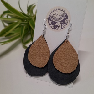 Bőr csepp  - ékszer - fülbevaló - lógó fülbevaló - Meska.hu