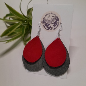 Bőr csepp  - ékszer - fülbevaló - lógó fülbevaló - Meska.hu