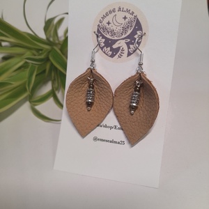 Bőr-gyöngy fülbi, Ékszer, Fülbevaló, Lógó fülbevaló, Bőrművesség, Ékszerkészítés, MESKA