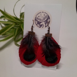 Bordó fácán fülbi - Meska.hu