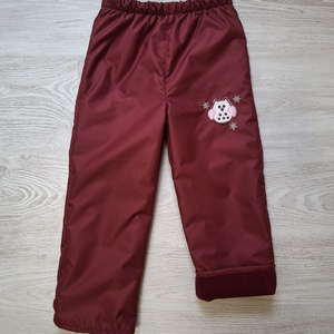  122-es bordó bagoly vízlepergetős polár bélelt nadrág - ruha & divat - babaruha & gyerekruha - nadrág - Meska.hu