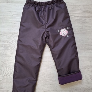   104-es padlizsán bagoly vízlepergetős polár bélelt nadrág - ruha & divat - babaruha & gyerekruha - nadrág - Meska.hu