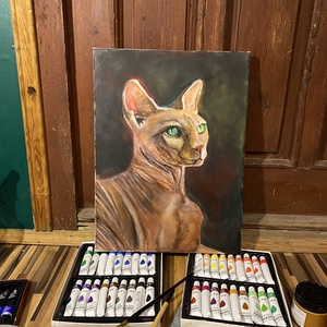 Macska festmény - művészet - festmény - akril - Meska.hu