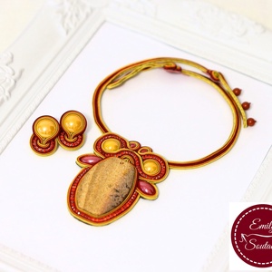 Jáspis nyaklánc és fülbevaló sujtás ékszerszett - ékszer - ékszerszett - Meska.hu