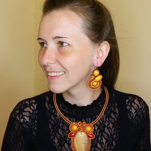 Jáspis nyaklánc és fülbevaló sujtás ékszerszett - ékszer - ékszerszett - Meska.hu