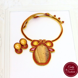 Jáspis nyaklánc és fülbevaló sujtás ékszerszett - ékszer - ékszerszett - Meska.hu