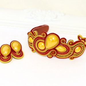 Két részes sujtás ékszerszett porcelánnal - ékszer - ékszerszett - Meska.hu