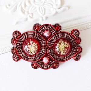 Virágos mintájú különleges sujtás hajcsat bordó - ruha & divat - hajdísz & hajcsat - hajdísz - Meska.hu