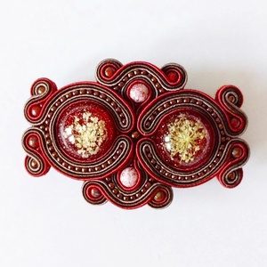 Virágos mintájú különleges sujtás hajcsat bordó - ruha & divat - hajdísz & hajcsat - hajdísz - Meska.hu