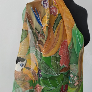 Selyemstóla- Tukán - ruha & divat - sál, sapka, kendő - stóla - Meska.hu