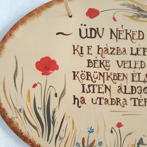 Üdvözlő tábla- mezei virágos ovális tábla - otthon & életmód - dekoráció - ajtó- és ablak dekoráció - ajtódísz & kopogtató - Meska.hu