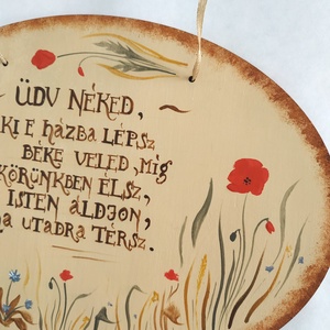 Üdvözlő tábla- mezei virágos ovális tábla - otthon & életmód - dekoráció - ajtó- és ablak dekoráció - ajtódísz & kopogtató - Meska.hu