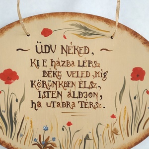 Üdvözlő tábla- mezei virágos ovális tábla - otthon & életmód - dekoráció - ajtó- és ablak dekoráció - ajtódísz & kopogtató - Meska.hu