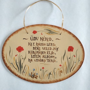 Üdvözlő tábla- mezei virágos ovális tábla - Meska.hu